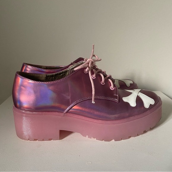 Iron Fist Iridescent Holographic Pink Platform Shoes - Picture 2 of 11